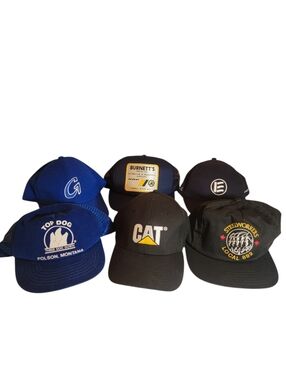 (6) Vintage Mixed Trucker/Baseball Hat Lot Snapback + Fitted Auto Steelworkers